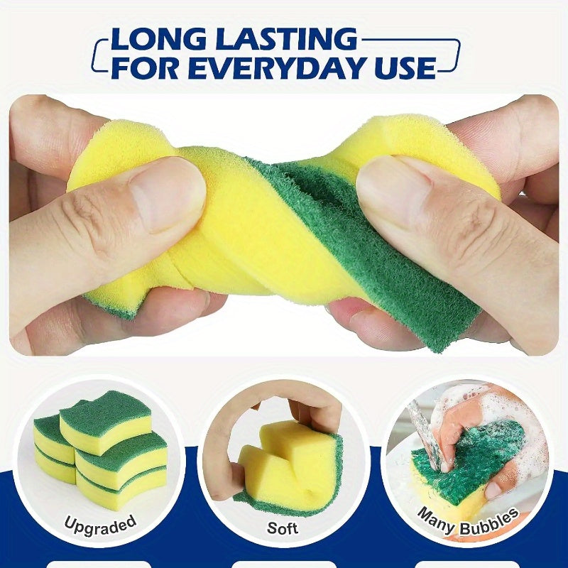 50pcs Kitchen Dishwashing Sponge Soft Absorbent Clean Rub Pot Rust Scouring Pad Removing Kits Household Cleaning Brush Sponge