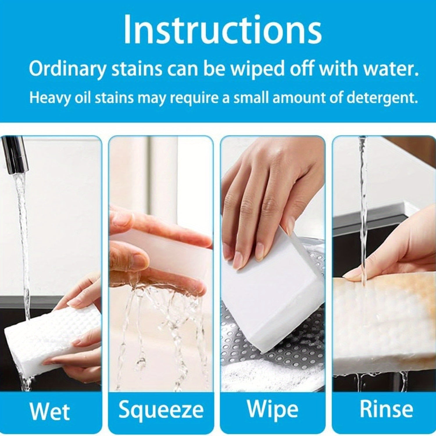 50pcs Magic Sponge Erasers, Heavy-Duty Cleaning Pads - 2X Stronger & Extra Dense for Tough Stains, Multi-Surface Scrubber for Kitchen, Bathroom, Bathtub, Sink, Walls | Non-Scratch, Fast Cleaning, Reusable & Ergonomic